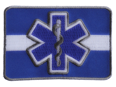 Thin White Line Blue Star Of Life Patch For EMS | Embroidered EMT Patches