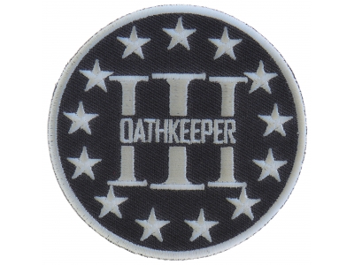 Three Percenter Oathkeeper Round Patch Gray | Embroidered Patches