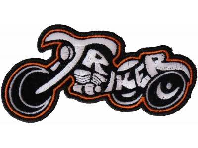 Triker Small Patch In White And Orange | Embroidered Biker Patches