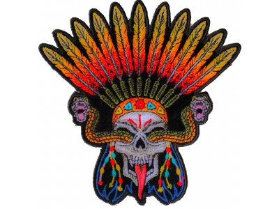 Wicked Snake Skull and Feathers Iron on Patch