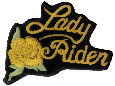 Yellow Lady Rider Rose Patch | Embroidered Biker Patches