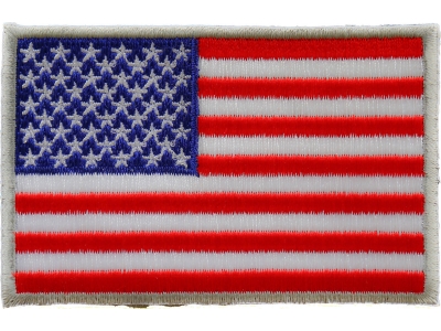 American Flag Patch Silver Border | Embroidered Patches