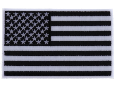 Black and White American Flag Patch with White Borders