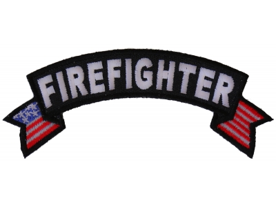 Firefighter US Flag Small Rocker Patch | Embroidered Patches