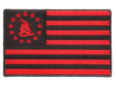 Gadsden American Flag Red Black Patch | Embroidered Patches