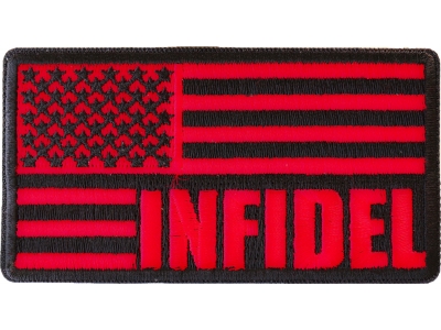 Infidel American Flag Black Red Patch | US Military Veteran Patches