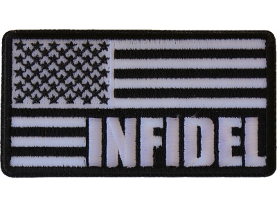 Infidel American Flag Black White Patch | US Military Veteran Patches