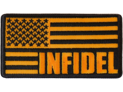 Infidel American Flag Black Yellow Patch | US Military Veteran Patches