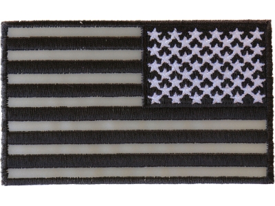 Reversed American Flag Black And Reflective 4 Inch Patch | Embroidered Patches