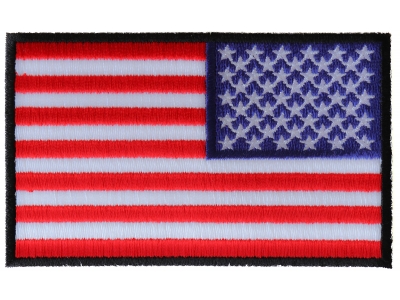 Reversed US Flag Patch 4 Inch Black Border | Embroidered Patches