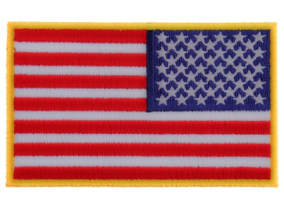 Reversed US Flag Patch 4 Inch Yellow Border | Embroidered Patches