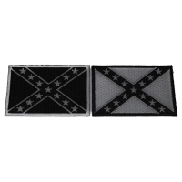 Set of 2 Black and White Rebel Flag Patches