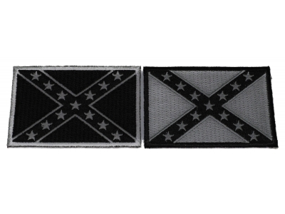 Set of 2 Black and White Rebel Flag Patches