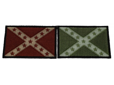 Set of 2 Brown and Green Rebel Flag Patches