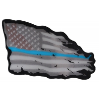 Thin Blue Line American Tattered Flag Large Back Patch