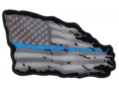 Thin Blue Line American Tattered Flag Patch