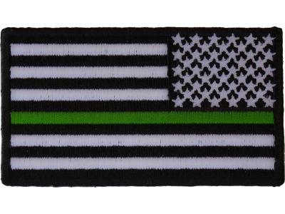 Thin Green Line American Flag Reversed Patch | US Military Veteran Patches