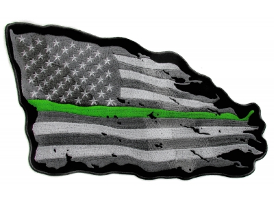 Thin Green Line American Tattered Flag Large Back Patch