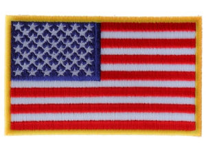 Us Flag Patch 4 Inch Yellow Border | Embroidered Patches