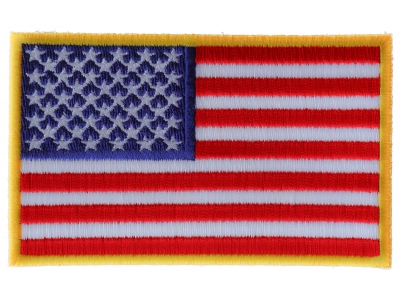 Us Flag Patch 4 Inch Yellow Border | Embroidered Patches