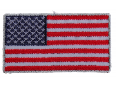 US Flag Patch Silver Border 2.5 Inch