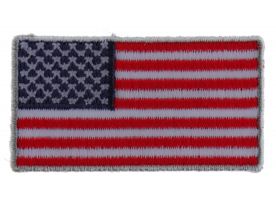 US Flag Patch Silver Border 2 Inch