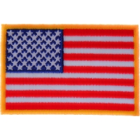 Us Flag Patch Small Yellow Border 3 Inch | Embroidered Patches