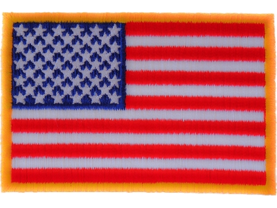 Us Flag Patch Small Yellow Border 3 Inch | Embroidered Patches