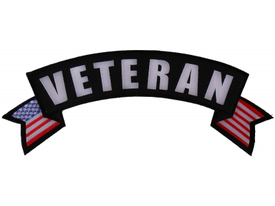 Veteran Top Rocker Patch With US Flag | US Military Veteran Patches