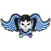 Pigtails Bow Skull And Wings Small Blue Patch | Embroidered Patches