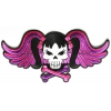 Pigtails Bow Skull And Wings Large Pink Patch | Embroidered Patches