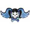 Pigtails Bow Skull And Wings Large Blue Patch | Embroidered Patches