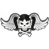 Pigtails Bow Skull And Wings Large White Patch | Embroidered Patches