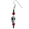 Red Peruvian Bead Skull Ear Ring