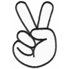 Peace Hand Sign in White Iron on Patch