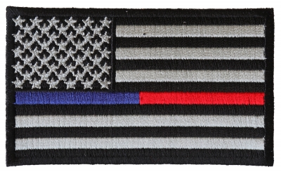 Poppy Thin Blue Line Remembrance Day Embroidered Sew or Iron on Patch Badge  (A)