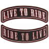 Live To Ride Ride To Live 2 Piece Biker Back Patch Set Of Upper And Lower Rockers