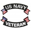 US Navy Veteran Top And Bottom US Flag Rocker Patches | US Navy Military Veteran Patches