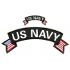 US NAVY Small And Large Rocker Patch Set Of 2 With US Flag Tips