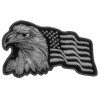 Eagle With Waving Flag Black Silver Patch | US Military Veteran Patches