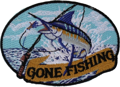 Gone Fishing Marlin Patch, Large Animal Patches for Jackets by Ivamis  Patches