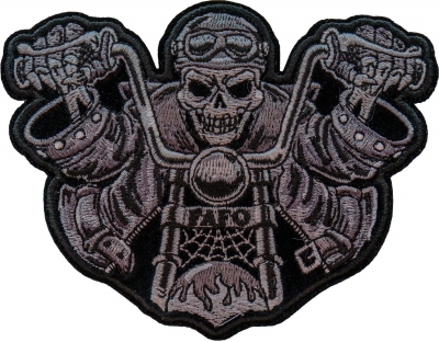 Maltese Cross Biker Patch Silver on Black 3 inch Symbol Embroidered Iron on Applique