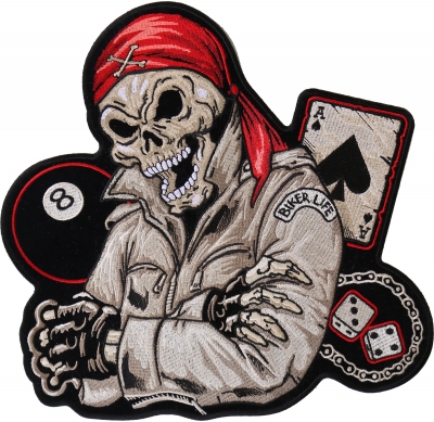 Crossed Wrench skull with chain link border Embroidered Patch