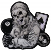 Biker Guy Skull Large Back Patch In Gray