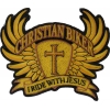 Christian Biker Patch Small In Brown I Ride With Jesus