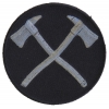 Crossed Firefighter Axes In Silver Patch | Embroidered Patches