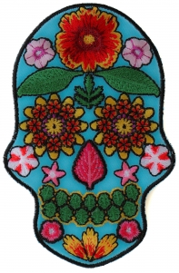 Flower Skull Blue Patch