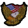 Gold Eagle Patch With US Flag Small | Embroidered Biker Patches