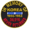 In Memory Of Korea Round Patch | US Military Veteran Patches