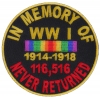 In Memory Of World War 1 Round Patch | US Military Veteran Patches